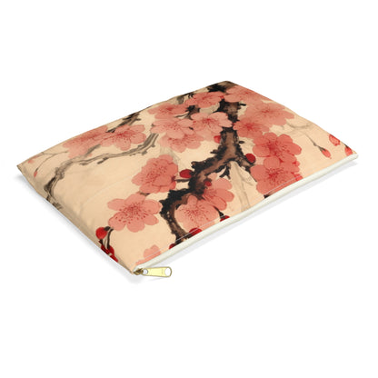 Floral Fusion: Accessory Pouch Merging Cherry Blossom Beauty and Artistic Flower Drawings