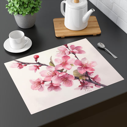 Artistic Flourish: Floral Watercolor Cherry Blossom Placemat