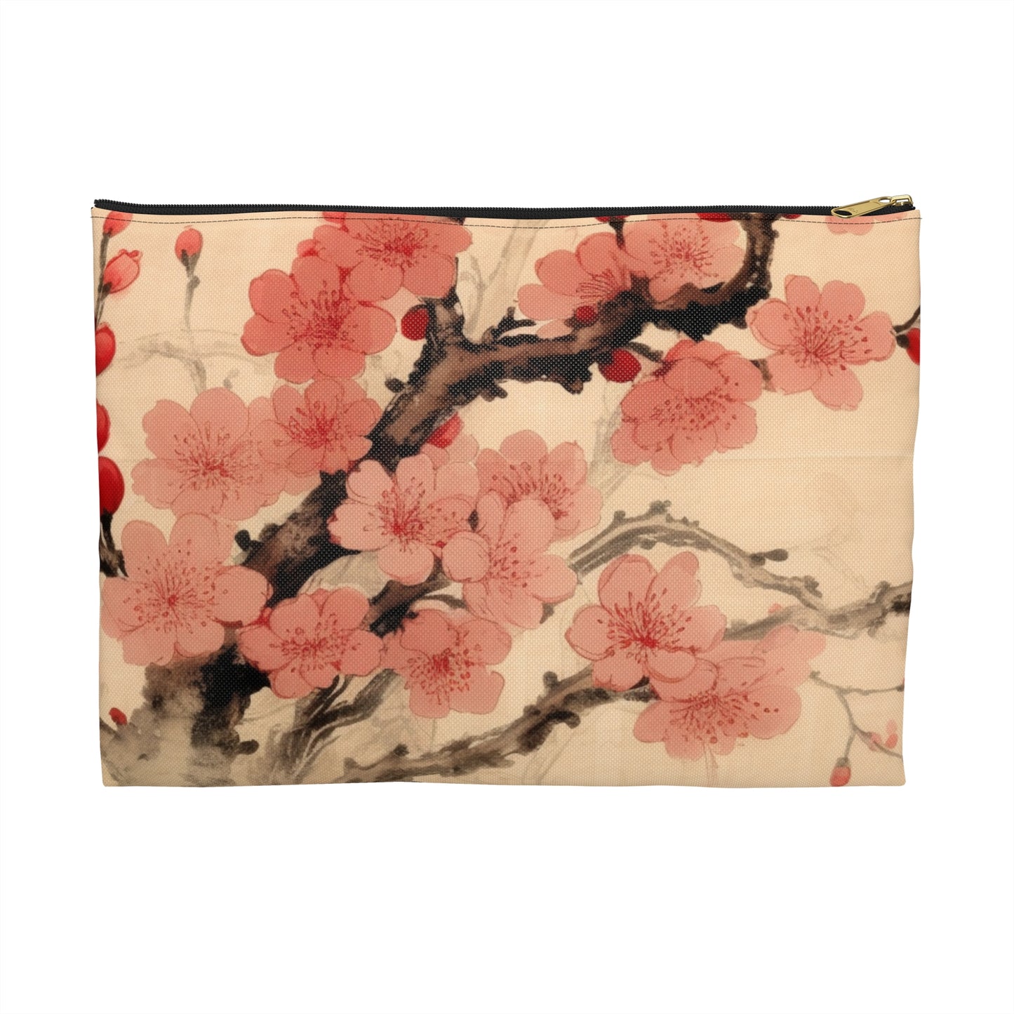 Floral Fusion: Accessory Pouch Merging Cherry Blossom Beauty and Artistic Flower Drawings