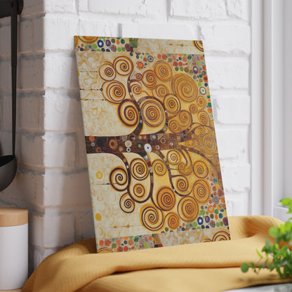 Captivating Artistry: The Tree of Life Glass Cutting Board , Inspired by Gustav Klimt's Timeless Masterpiece