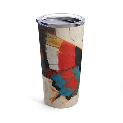 Bauhaus-Inspired Butterfly Symphony: Tumbler with Vibrant Colors and Intricate Details