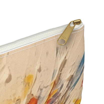 Poppy Symphony: Accessory Pouch with Abstract Floral Artwork