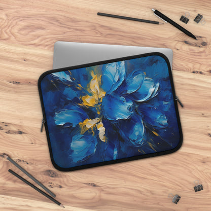 Abstract Wallpaper Memory Foam Laptop Sleeve: Immersive Floral Beauty with Blue Orchid Motif