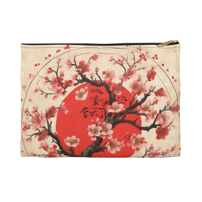 Nature's Brushstrokes: Accessory Pouch Featuring Captivating Cherry Blossom Drawings