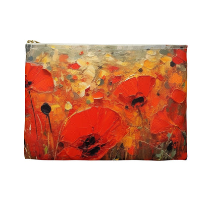 Whimsical Poppy Art on Accessory Pouch