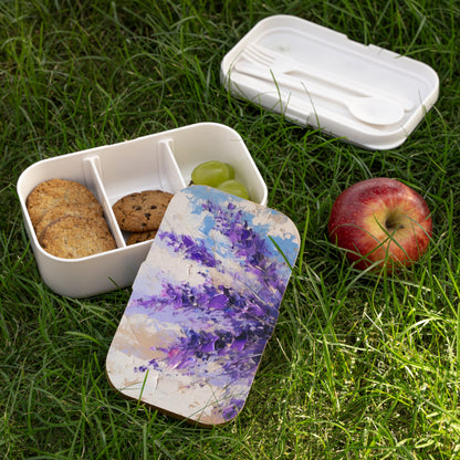 Vibrant Lavender Art on Bento Box: A Floral Delight for Your Senses