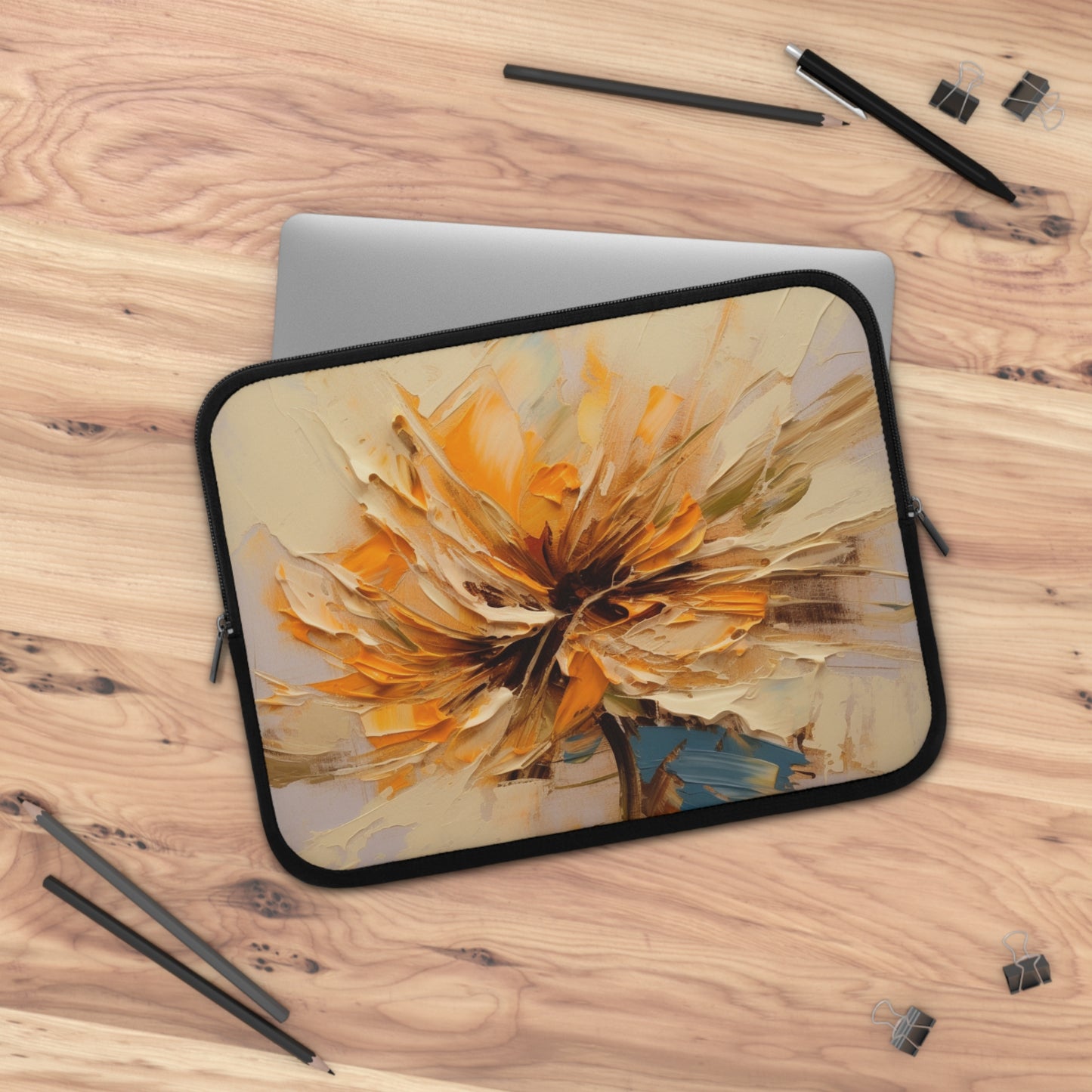 A Brush of Nature's Elegance: Laptop Sleeve for Artistic Flower Lovers