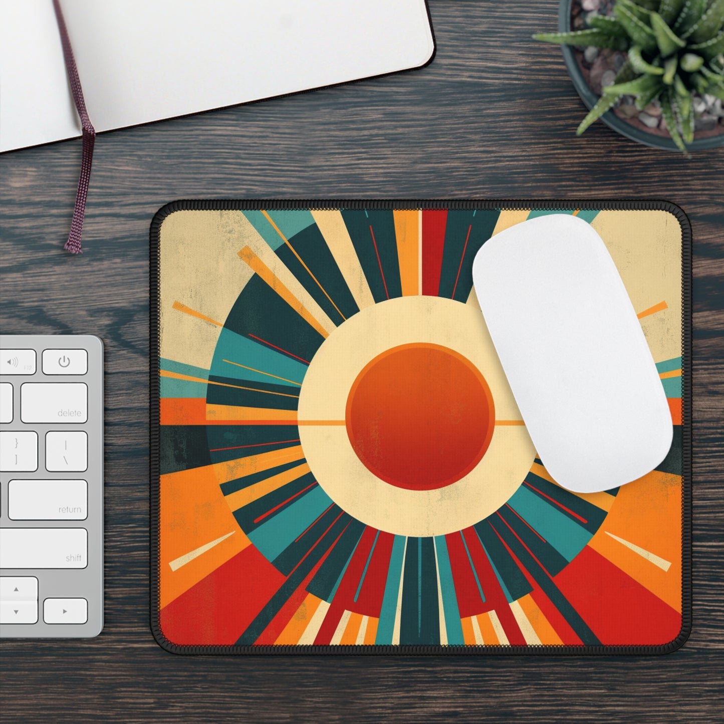 Minimalist Sunshine: Midcentury Modern Sun Gaming Mouse Pad