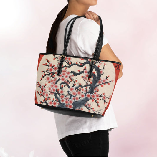 Enchanting Petal Symphony: PU Leather Shoulder Bag Celebrating Cherry Blossom Tree Drawings