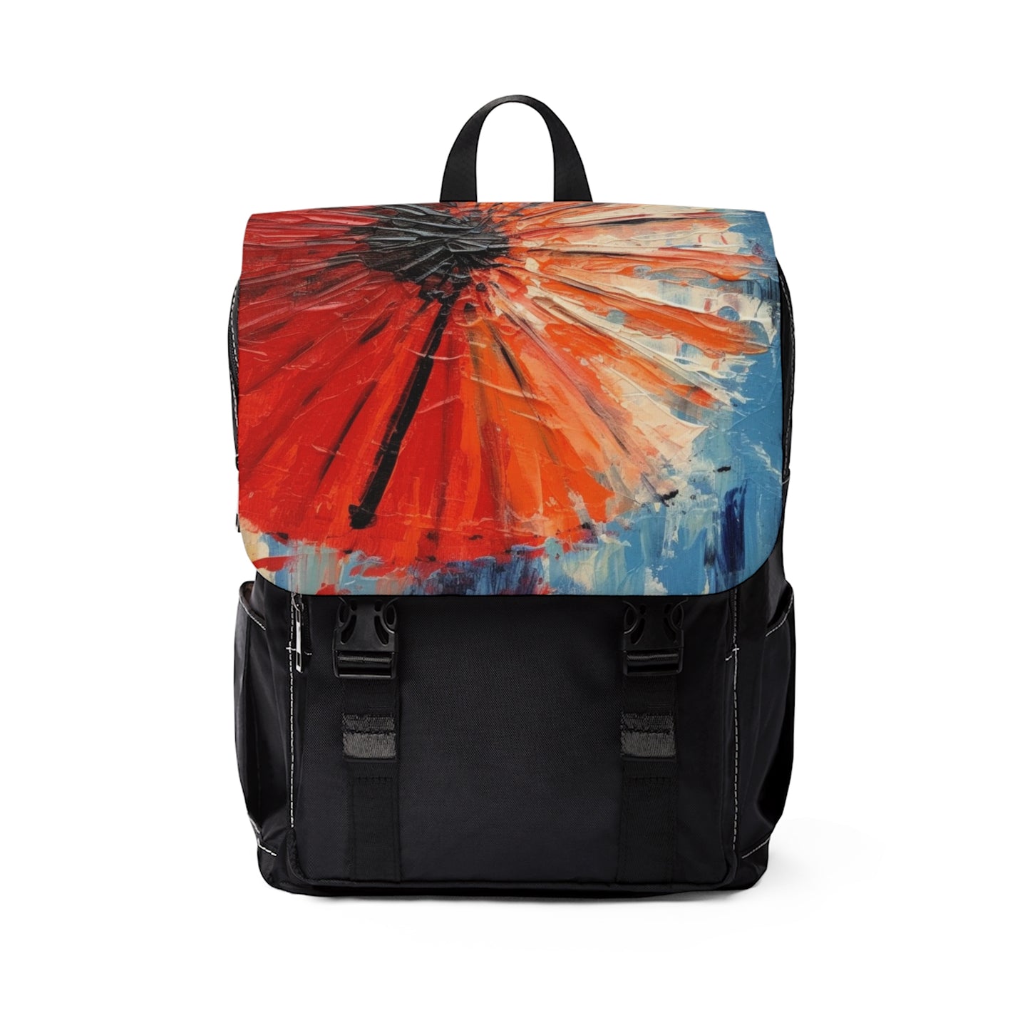 Umbrella Painting Unisex Casual Shoulder Backpack: Channel Your Inner Artist with Abstract Oil Paint