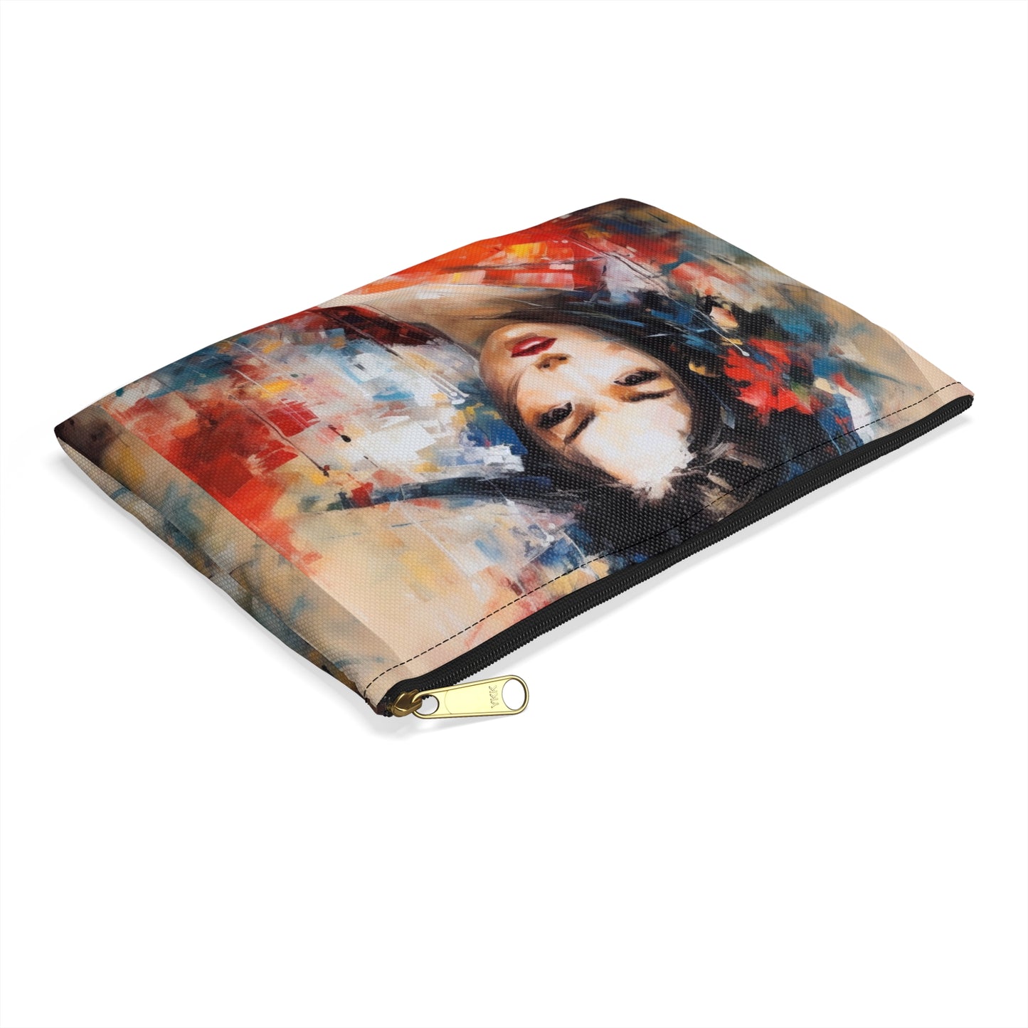 Abstract Geisha Art Accessory Pouch: Captivating Brushstrokes in a Japanese Aesthetic