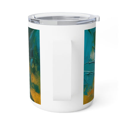 Floral Symphony: Insulated Coffee Mug featuring an Abstract Oil Painting of Jasmine