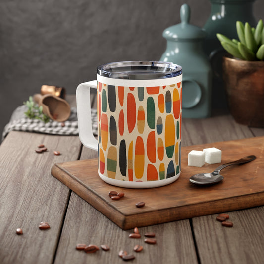 Translucent Elegance: Primary Abstraction Insulated Coffee Mug