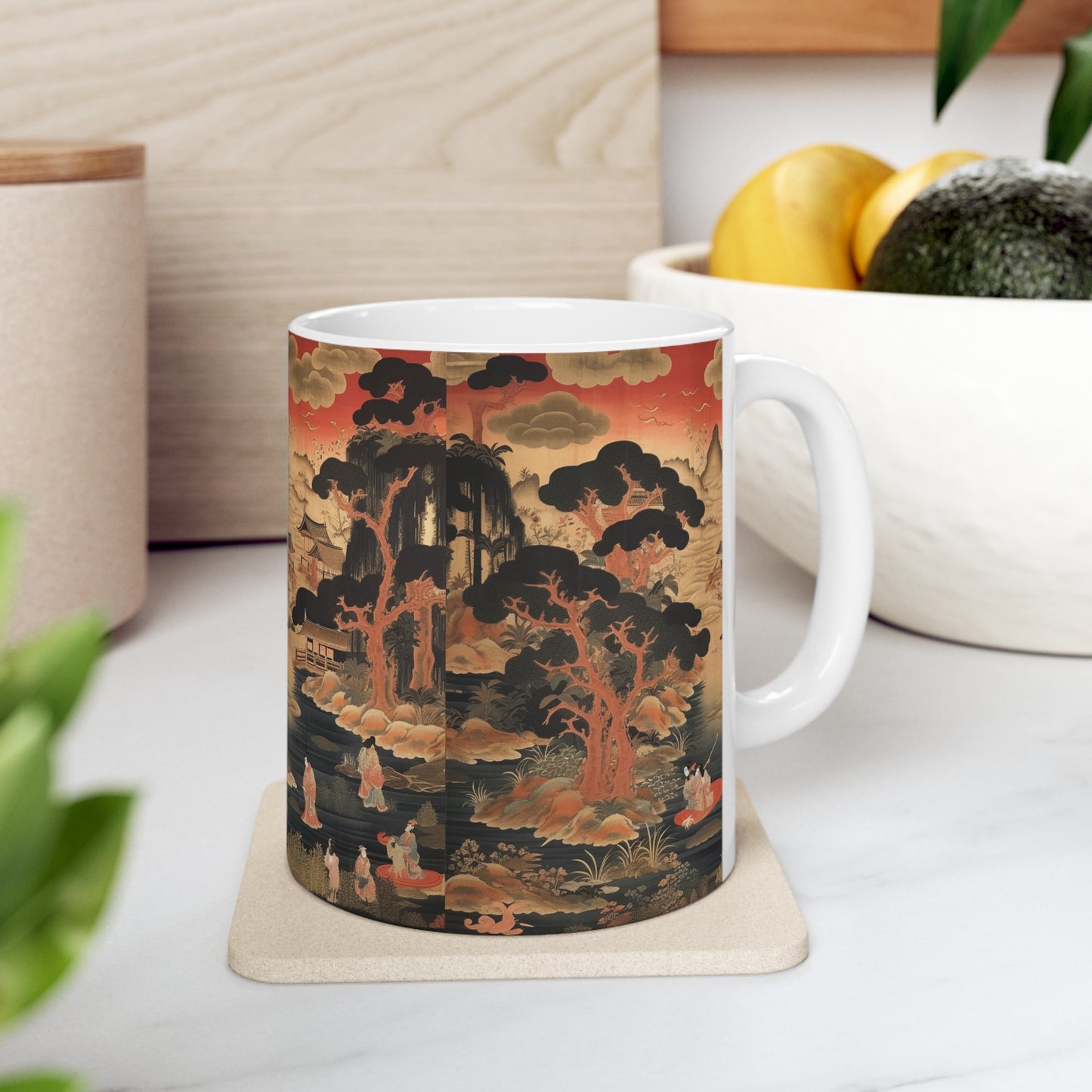 Custom Japanese Tapestry Ceramic Mug: Your Personalized Artistic Statement