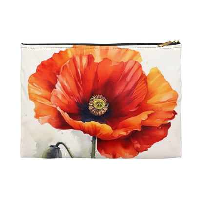 Stunning Poppy Flower Watercolor Accessory Pouch: A Blossoming Experience