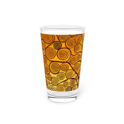 Symbolic Harmony: Gustav Klimt Tree of Life Pint Glass, Embrace Artistic Elegance