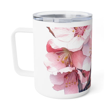 Whimsical Delight: Watercolor Cherry Blossom Tree Insulated Coffee Mug