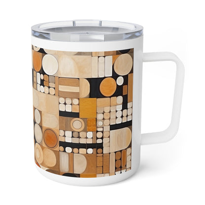 Earthy Elegance: Insulated Coffee Mug with Geometric Harmony