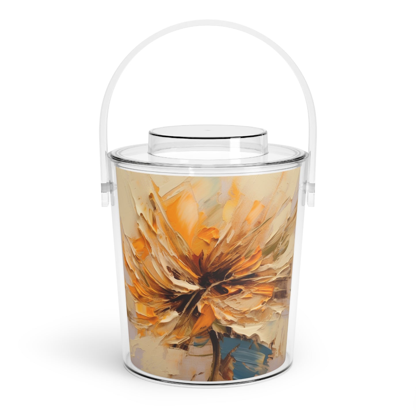 A Brush of Nature's Elegance: Ice Bucket with Tongs for Artistic Flower Lovers