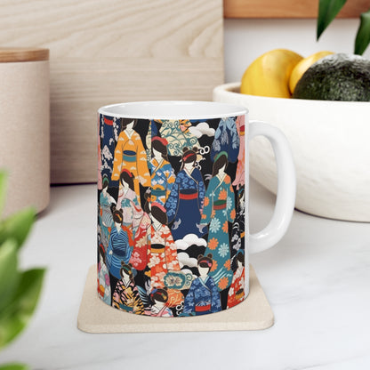 Ceramic Mug: Kimono Dreams - Embrace Japanese Artistry with Every Sip