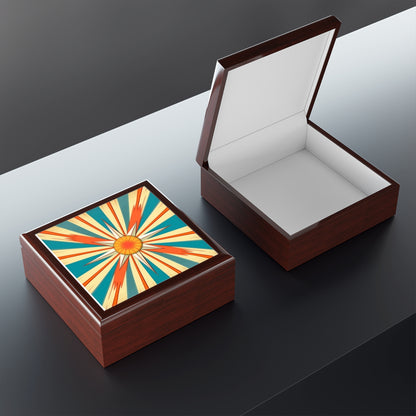 Midcentury Modern Chic: Starburst Candy Colored Jewelry Box with Abstract Art Influences