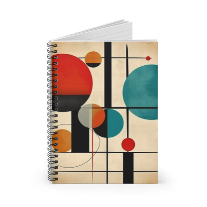 Geometric Marvel: Atomic Age Spiral Notebook with Midcentury Modern Design