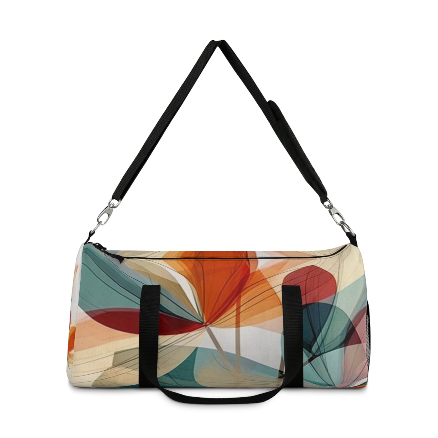 Floral Blossom: Atomic Age Duffel Bag with Midcentury Modern Design and Flower Drawings