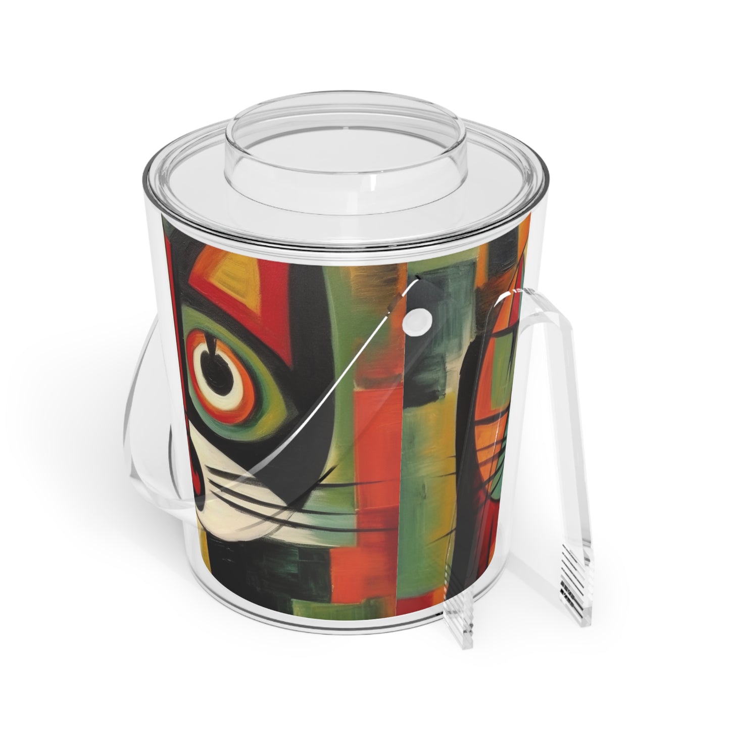 Picasso's Retro Gallery: Midcentury Modern Ice Bucket with Tongs with Vintage Fashion and Artistic Touch