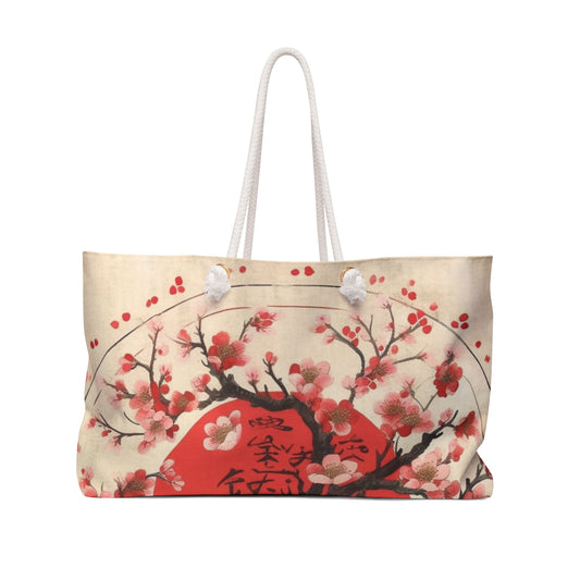Nature's Brushstrokes: Weekender Bag Featuring Captivating Cherry Blossom Drawings
