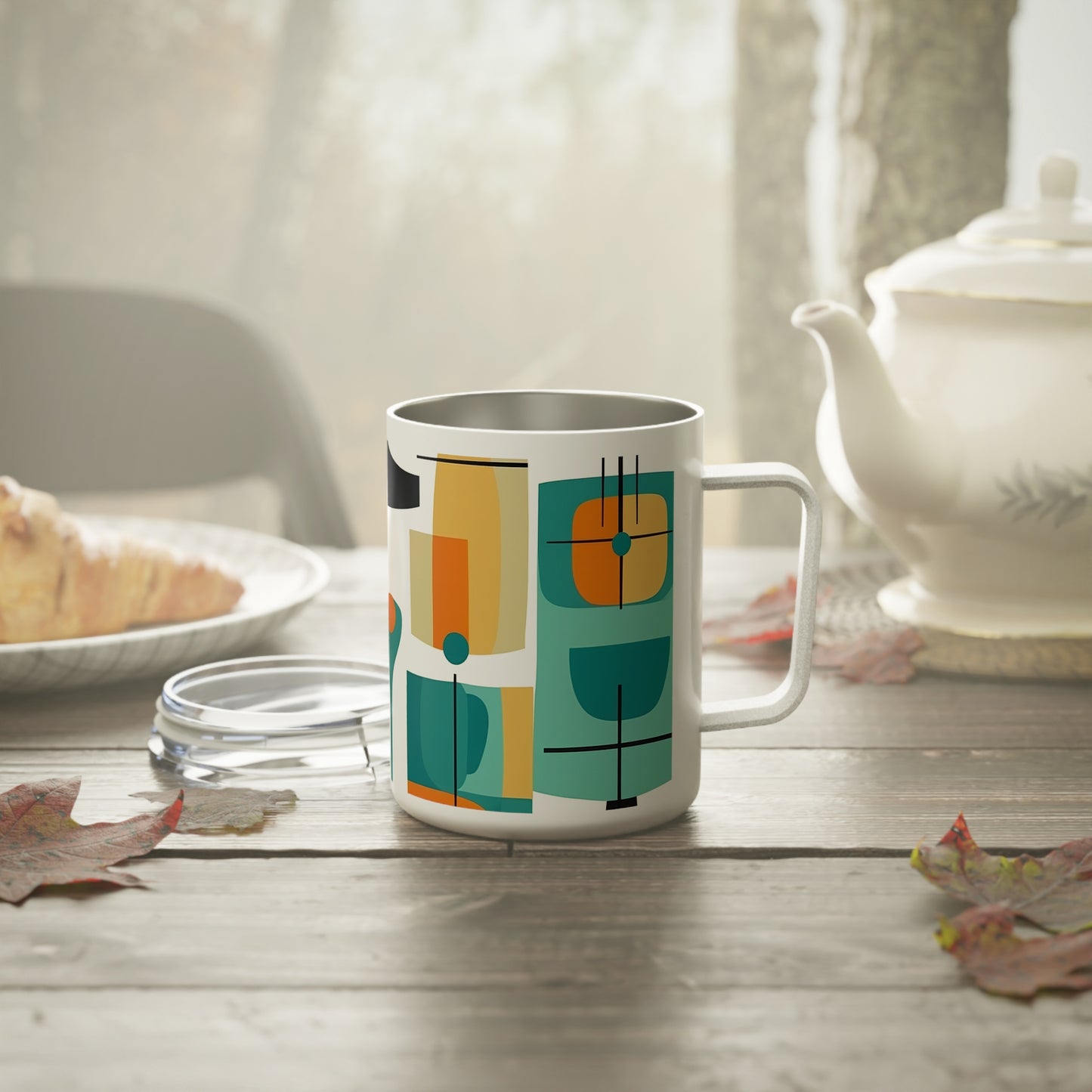 Atomic Elegance: Midcentury Modern Mug with Abstract Art