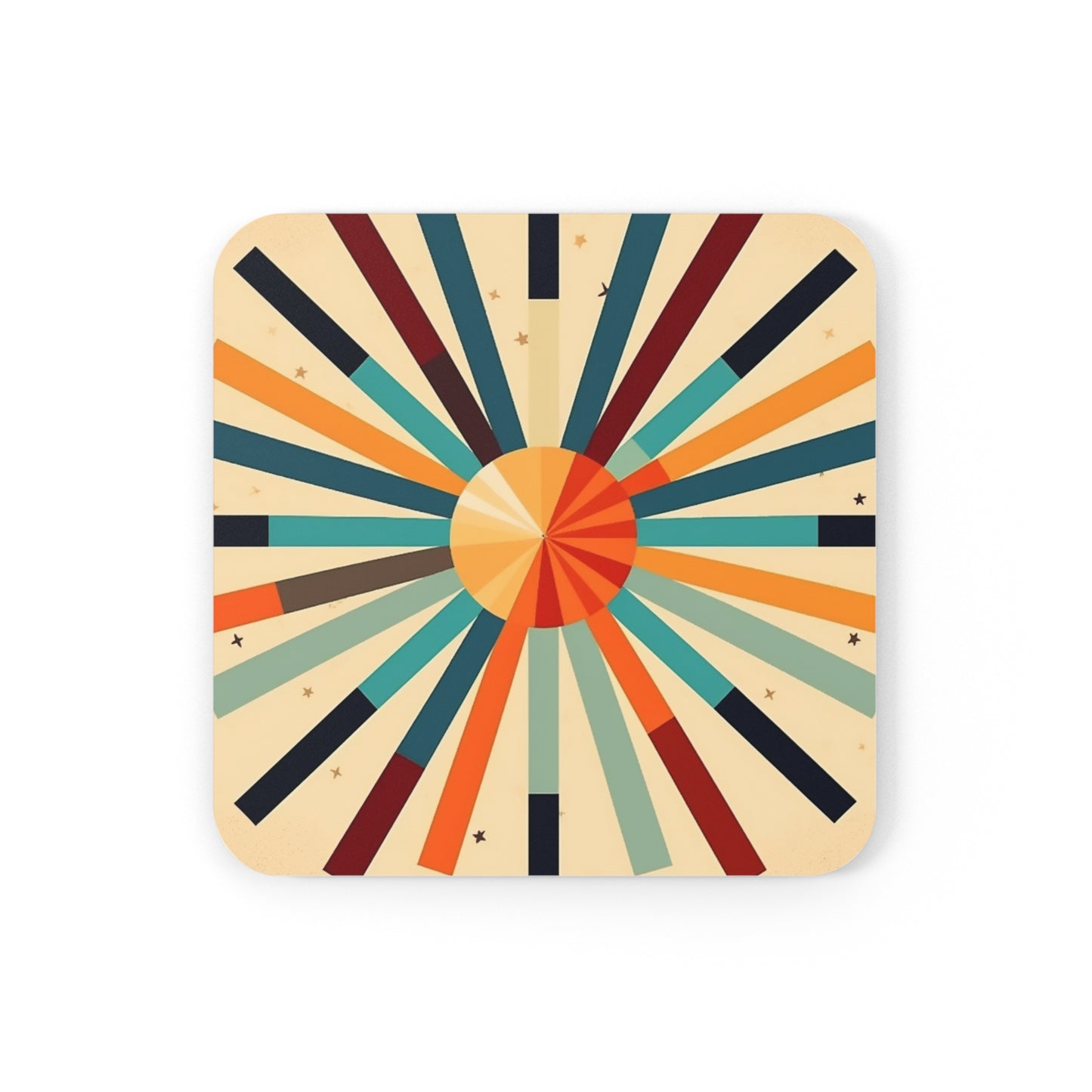 Artistic Abstractions: Starburst Corkwood Coaster Set for Modern Abstract Art Lovers