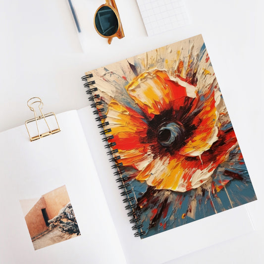 Poppy Symphony: Spiral Notebook with Abstract Floral Artwork