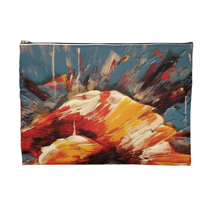 Poppy Symphony: Accessory Pouch with Abstract Floral Artwork