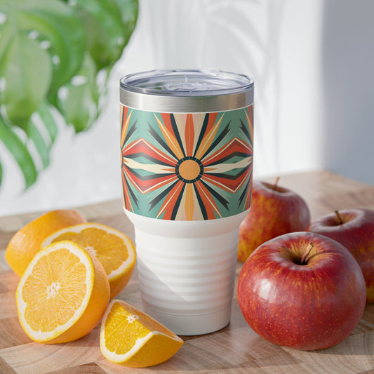 Elegant Candy-Colored Blossoms: Midcentury Modern Ringneck Tumbler with Chic Accents