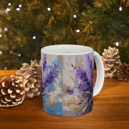 Vibrant Lavender Art on Ceramic Mug: A Floral Delight for Your Senses
