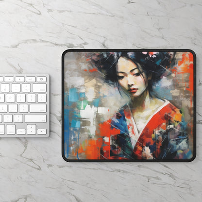 Gaming Mouse Pad with Geisha Art: Sip in Style with Japanese Artistic Flair