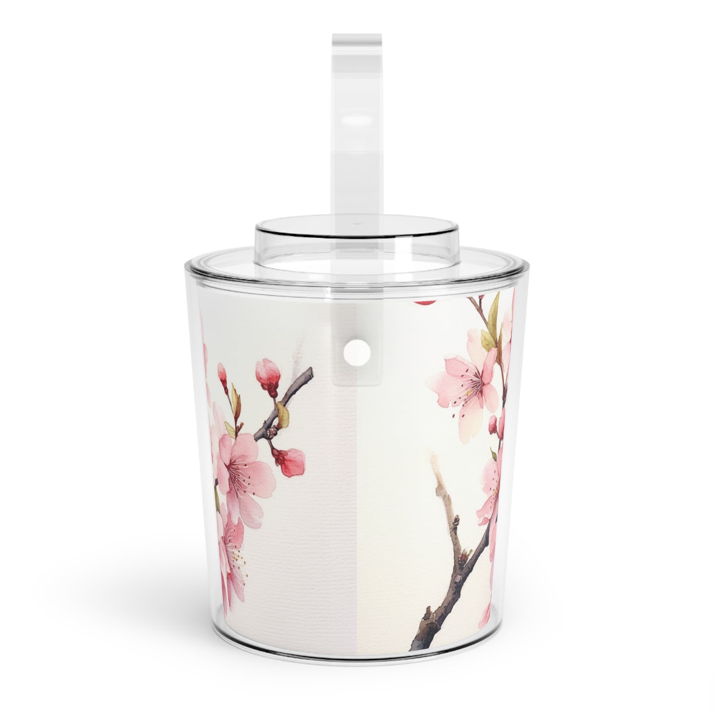 Watercolor Cherry Blossom Ice Bucket with Tongs