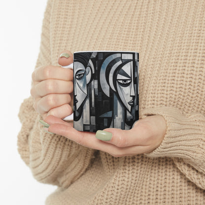 Cubist Paintings Ceramic Mug: Captivating Brush Strokes