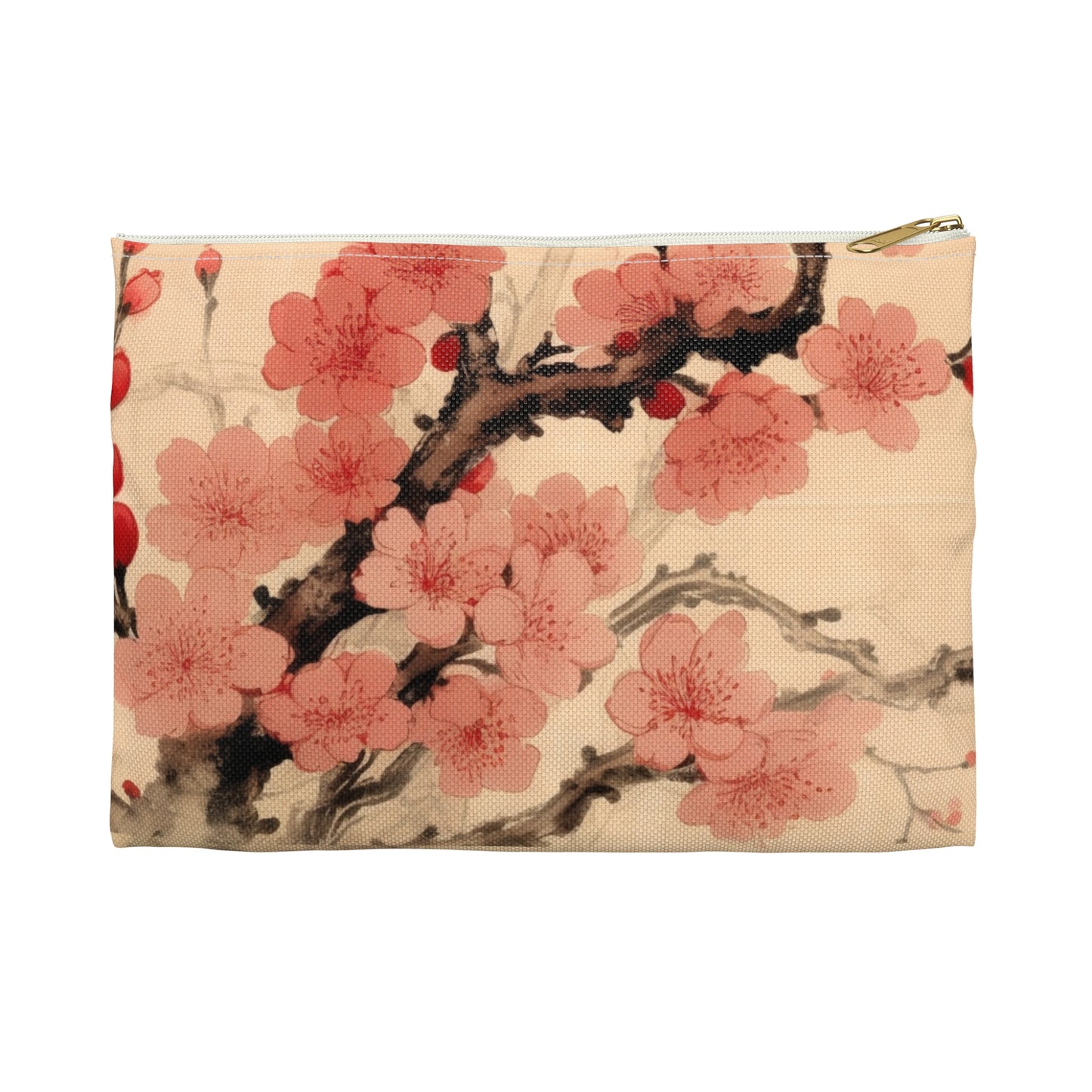 Floral Fusion: Accessory Pouch Merging Cherry Blossom Beauty and Artistic Flower Drawings