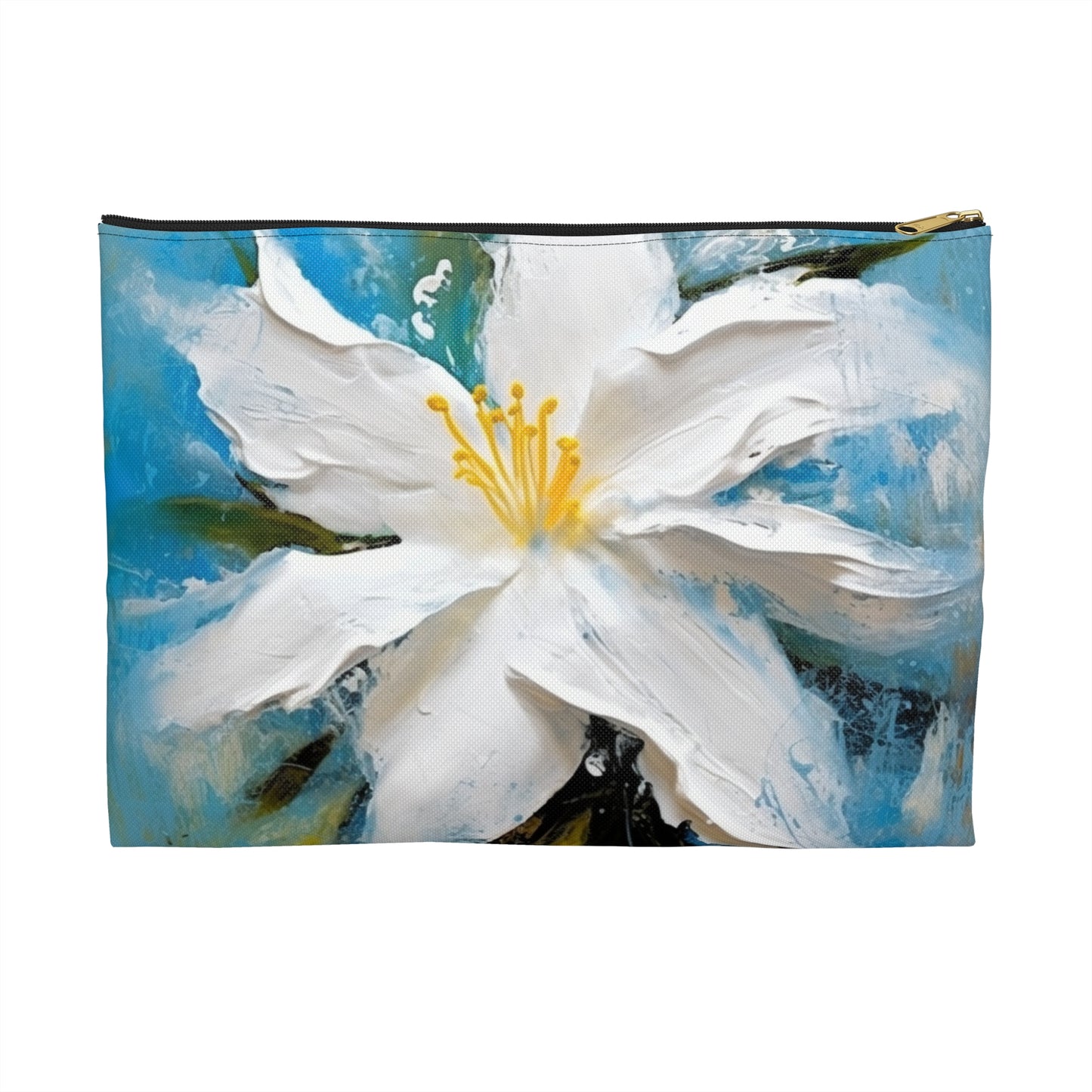 Ethereal Elegance: Accessory Pouch featuring an Abstract Oil Painting of Jasmine