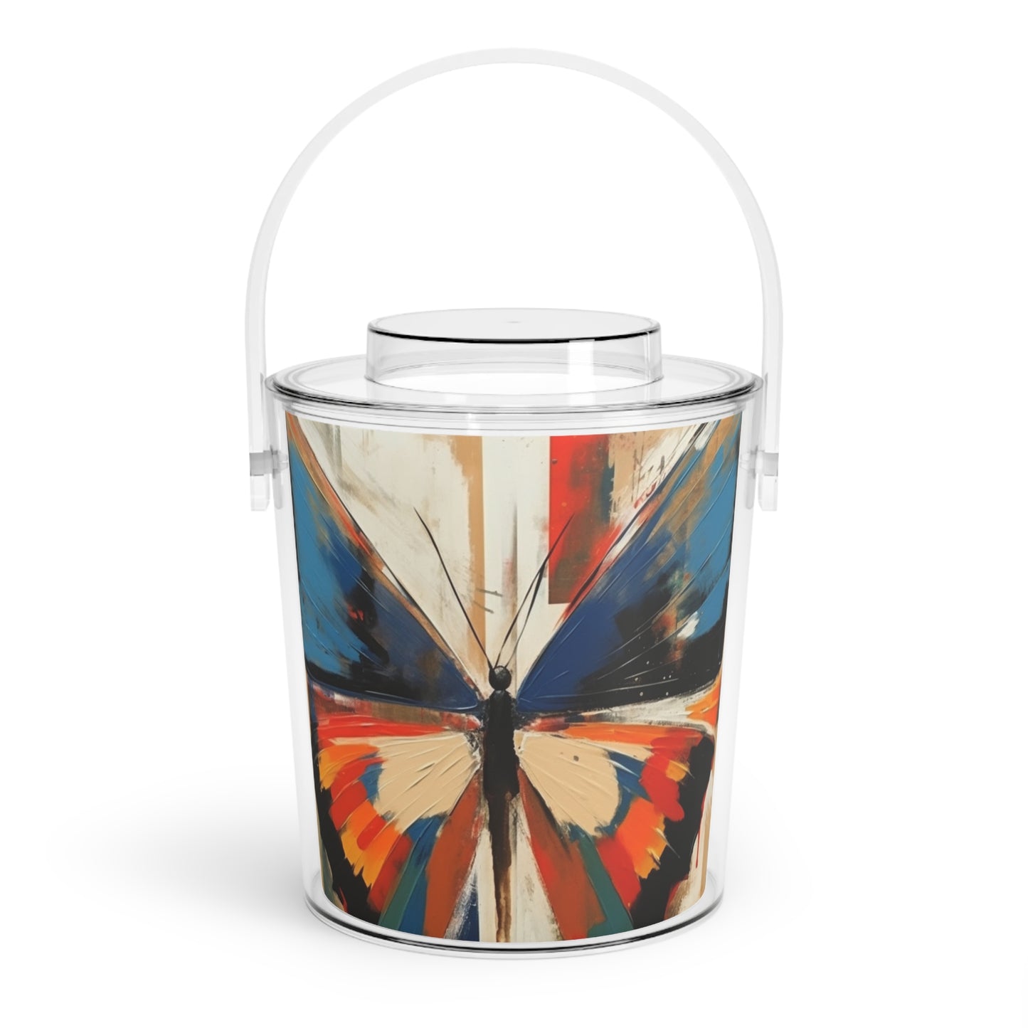 Abstract Butterfly Paradise: Ice Bucket with Tongs for Nature and Art Lovers