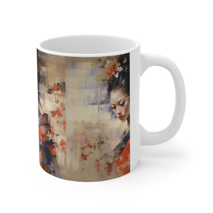 Unleash Your Creativity: Abstract Oil Painting Geisha Ceramic Mug