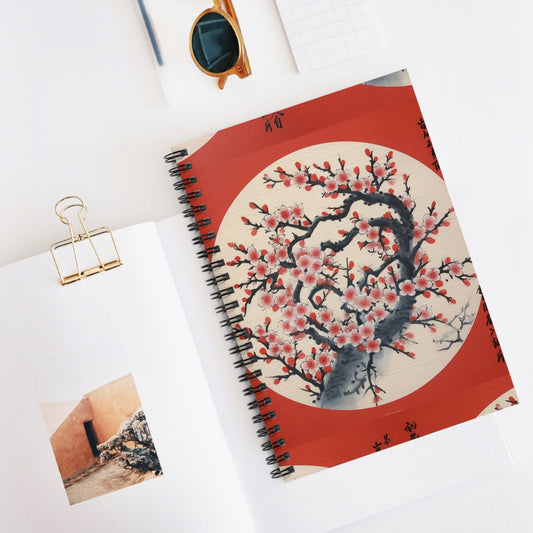 Enchanting Petal Symphony: Spiral Notebook Celebrating Cherry Blossom Tree Drawings