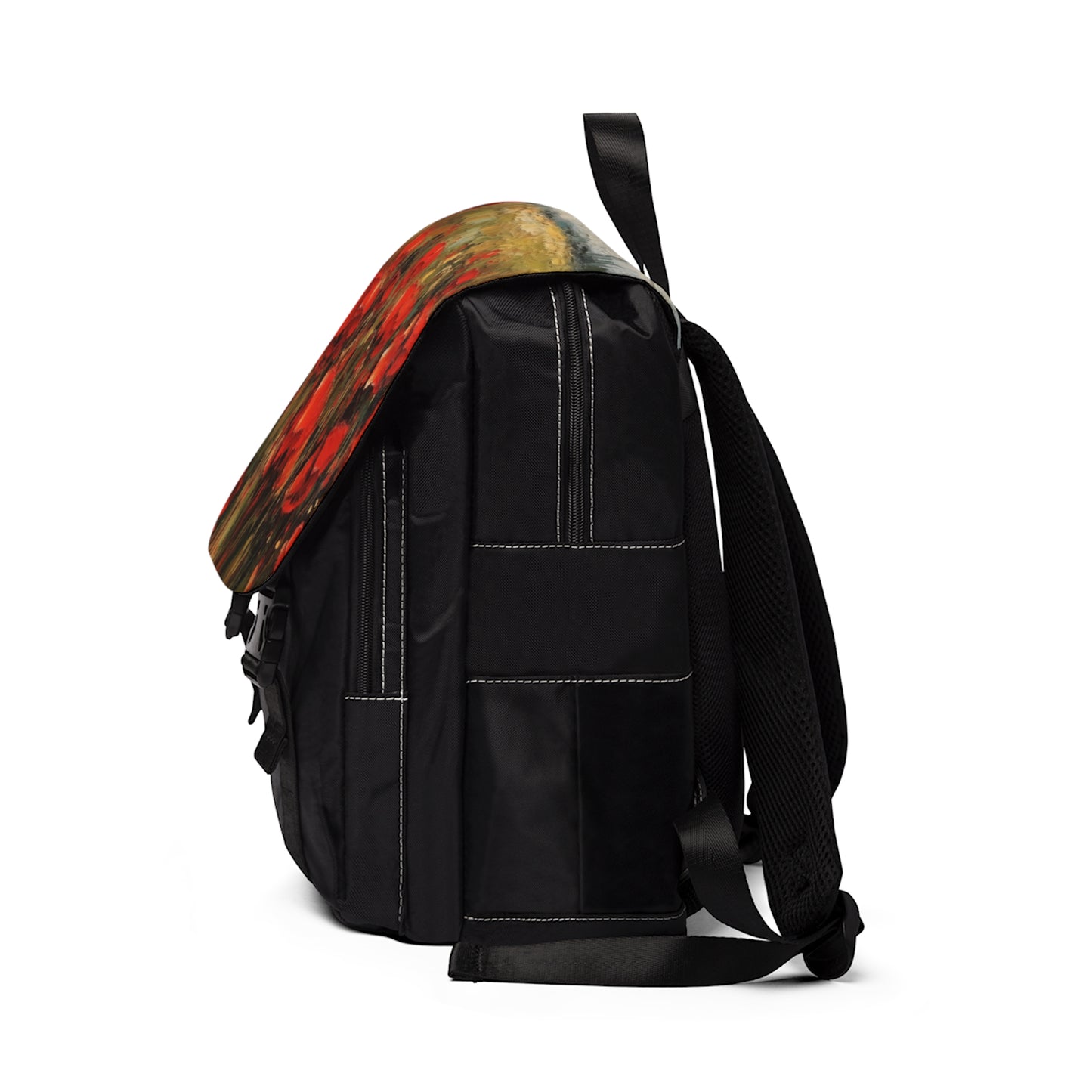 Abstract Poppy Fields: Unisex Casual Shoulder Backpack for Artistic Inspiration