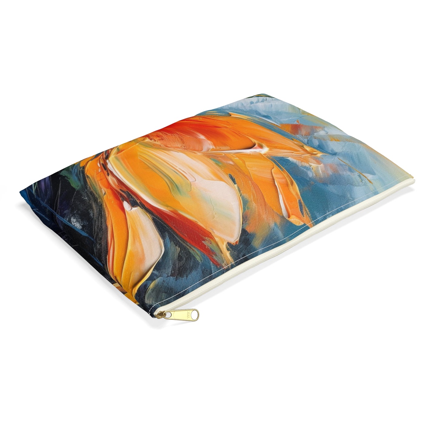 Orange Tulip Magic on Accessory Pouch: A Blossoming Artistic Delight