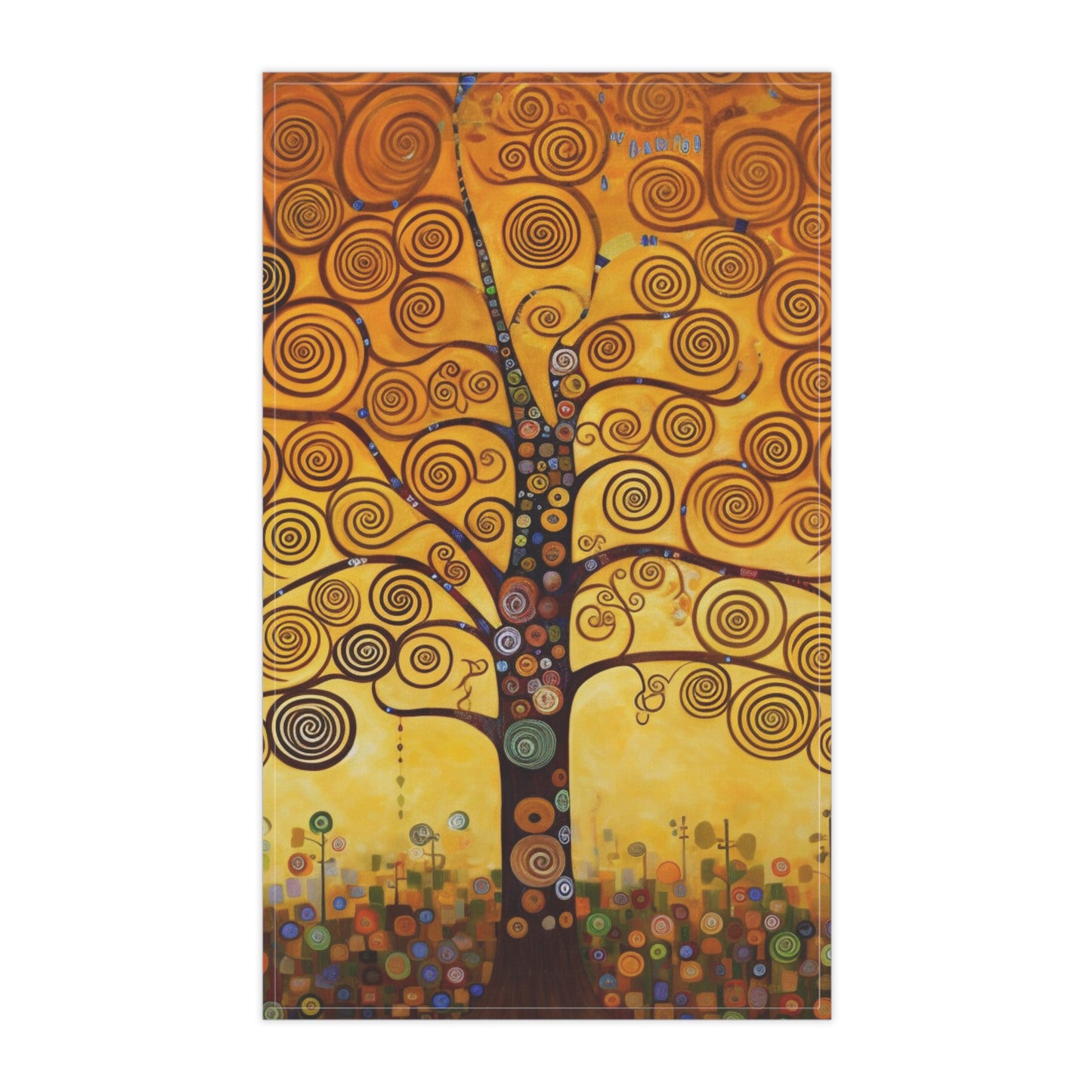 Symbolic Harmony: Gustav Klimt Tree of Life Kitchen Towel, Embrace Artistic Elegance