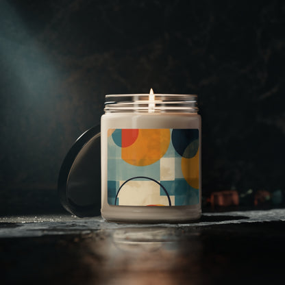 Midcentury Geometric Delight: Abstract Geometric Art Design Candle for Modern Decor