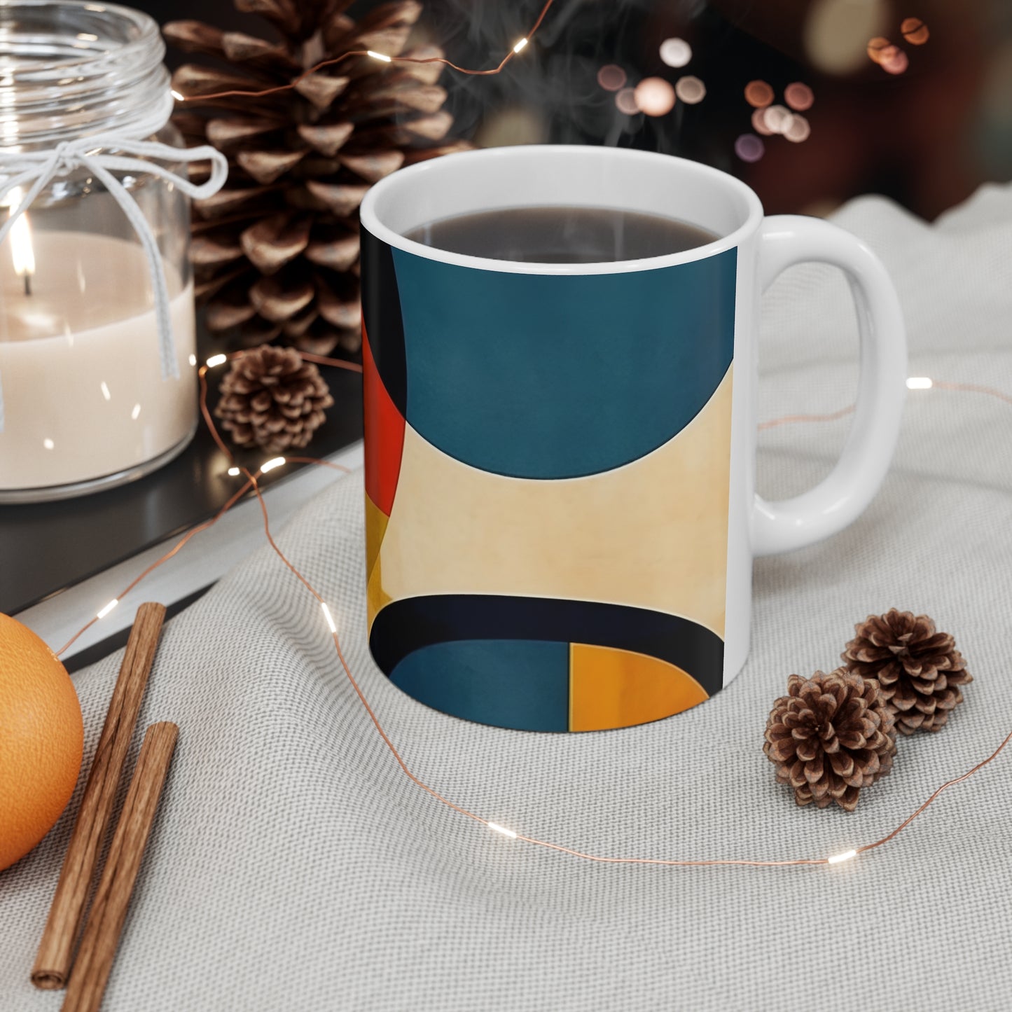 Sleek Geometric Style: Midcentury Modern Mug with Abstract Geometric Art