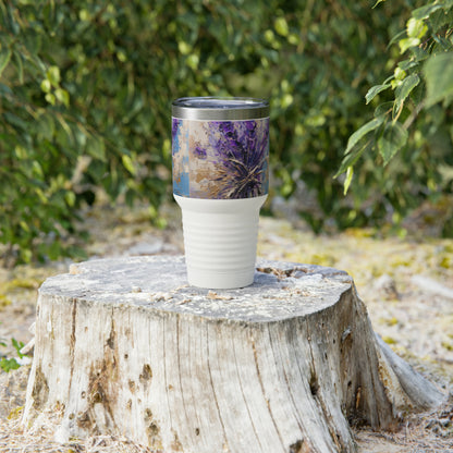 Floral Delight: Ringneck Tumbler with Vibrant Lavender Artistry