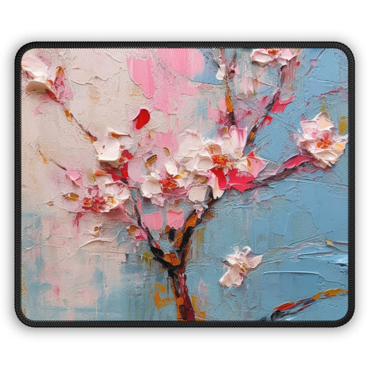 Abstract Backgrounds Gaming Mouse Pad: Tranquil Hues and Cherry Blossom Charm